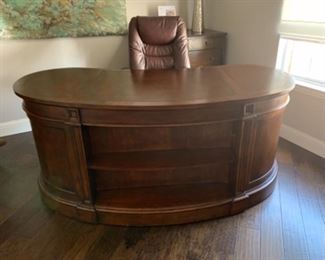 KIDNEY SHAPED DESK LEATHER TOP 11 DRAWERS