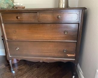 ANTIQUE DRESSER4 DRAWERS                                             36  1/2” H.           39. 1/2” W