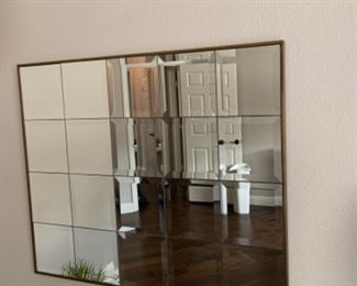 GOLD FRAMED 20 SQUARED BEVELED MIRROR.        35”H. By 44. 1/4”  W