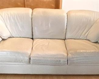 Leather Ivory Sofa - measuring 89" L x 36" D