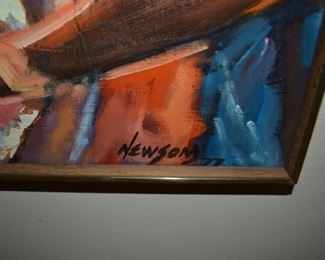 Oil on canvas basketball art by Newsom