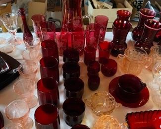 Pink Depression & Ruby Glass