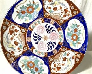 Orange & Blue Hand Painted Ceramic Plate, China
