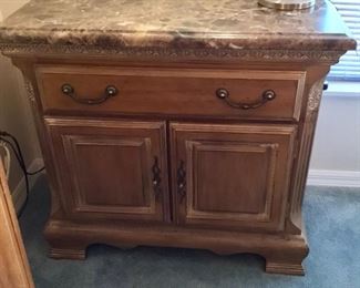 30” Wood side table with Marble top 