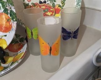 Hand painted butterfly glasses 