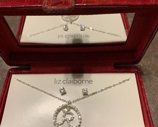 Liz Claiborne - CZ “R” necklace and earrings - $5
