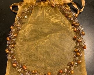 Semi Precious stone necklace w/bag - $5