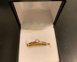Gold plate ring with embellished CZ small stone ring - $5