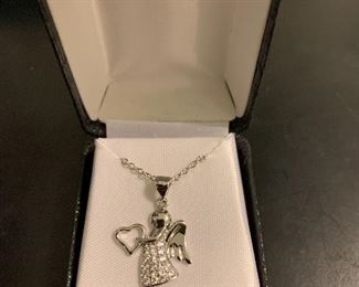 CZ angel pendant necklace - $5