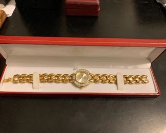 Liz Taylor gold plate and CZ watch -$5