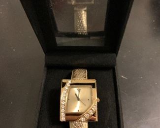 Liz Taylor CZ and leather watch - $5