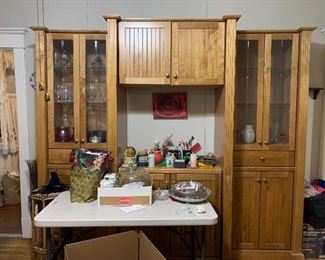 Large Oak entertainment center with lighted sides - $100 will take $75