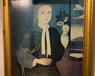 Portrait of Adam Winne print in vintage lighted frame - $60 together $40 for frame only 