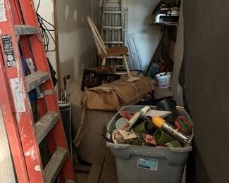 Unknown items in garage - ladders are sold - prices vary on items 