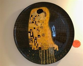 The Kiss by Gustav Klimt 48" Round on Wood Plate