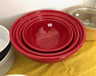 Red stacking bowls