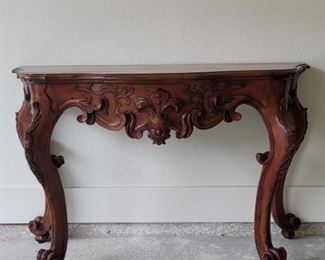 Rococo Carved Mahogany Console Table 