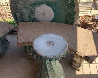 Concrete table with two benches