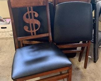 Awesome Vintage Card Table Chairs with $$$$ dollar signs money.