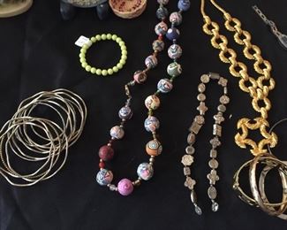 Selection of costume jewelry.