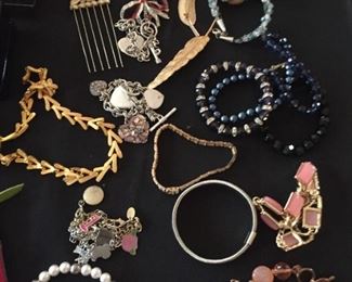 Selection of costume jewelry.