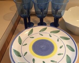 Set of plates and glasses.