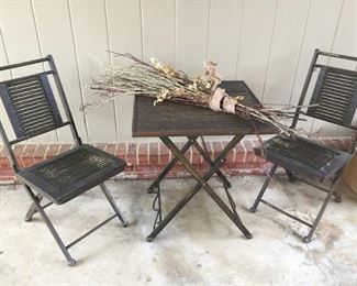 Three-piece folding patio set.