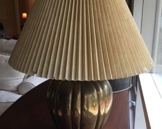 Brass lamp with shade.