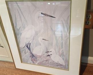 Framed print of birds.