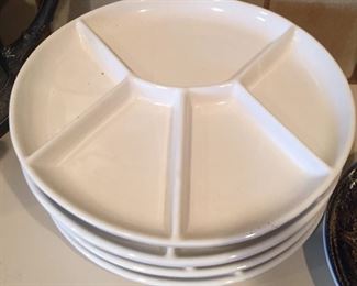 Set of white divided plates.