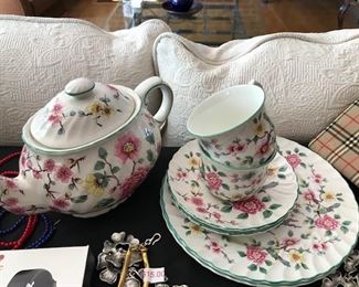 Old Foley "Chinese Rose" tea cups and saucers.