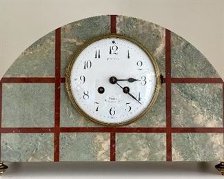 Item 62:  Antique French Art Deco Marble Mantle Clock - 16" x 9.5":  $595