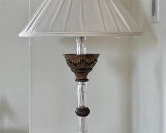 Item 70:  Glass and Metal Table Lamp with White Shade: $65