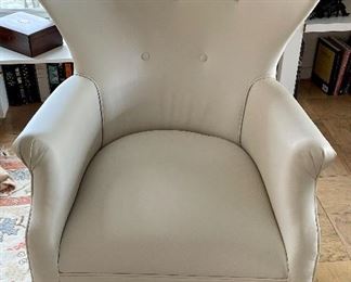 Item 30:  White Wing Chair - may need to be cleaned - 29"l x 22"w x 42.5"h:  $145