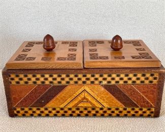 Item 91:  Vintage Inlaid Box with Two Compartments: $48