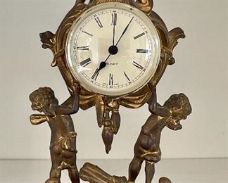 Item 94:  Brass Cherub Clock - 10": $22