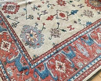 Item 112:  Area Rug with Blue, Red and Ivory - 86.5" x 108": $185