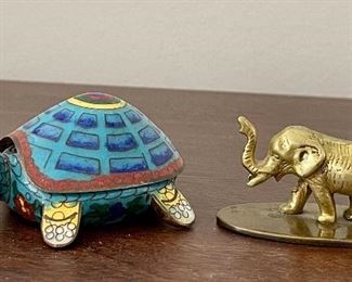 Item 118:  Turtle and Brass Elephant Duo: $14 (TURTLE IS SOLD)