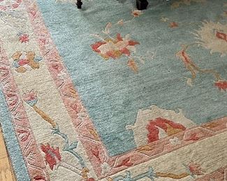 Item 130:  Area Rug in Sage, Orange and Ivory -107" x 141":  $185