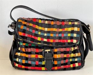 Item 138:  Piero Guidi Checkerboard Leather Handbag: $85