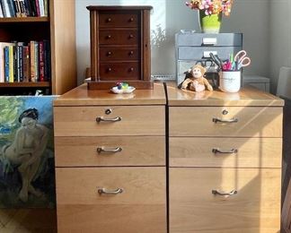 Item 149:  Wood File Cabinets on Casters - some sun discoloration on top on one: $45/Each