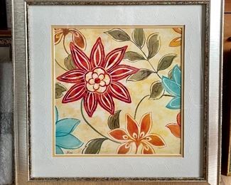 Item 159:  Contemporary Flowers in Silver Frame - 19" x 19": $75