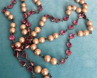 Item 192:  Pearls and Pink Crystal Heart Necklace:  $24