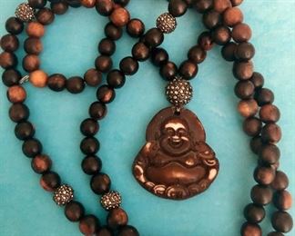 Item 195:  Wooden Buddha Necklace:  $28