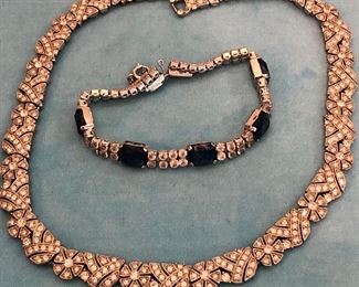 Item 200:  B.E. Cook, London Vintage Rhinestone and Blue Stone Bracelet:  $45