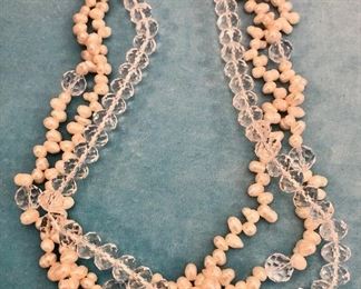 Item 201:  Pearl and Crystal Necklace: $16