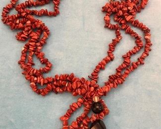 Item 203:  Brick Red Bead Necklace: $16