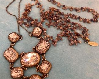 Item 209:  Large Crystal Necklace: $14                                                       Item 210:  Marsha Moran Necklace with Small Beads: $16