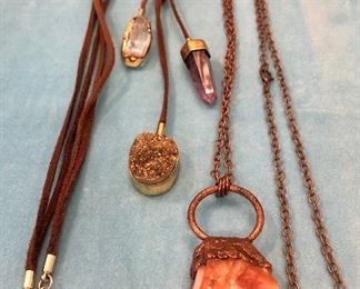 Item 238:  Necklace with Crystal Drops: $12                                         Item 239:  Necklace with Red/Tan Stone: $18