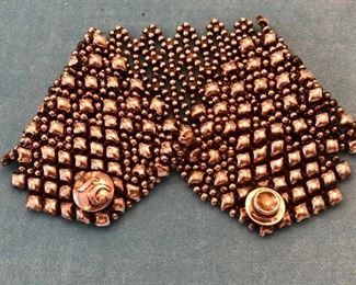 Item 241:  Wide Silvertone bracelet with Snap Closure: $40